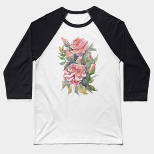 Watercolor Roses Baseball T-Shirt